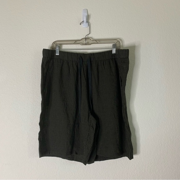 Eileen Fisher Pants - Eileen Fisher Womens green plaid seaweed 100% linen mid thigh shorts XL NWT